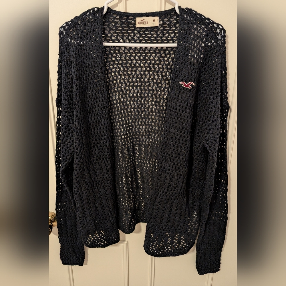 Hollister Navy Open-Knit Cardigan